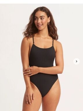 Seafolly Sea Dive Scoop Neck 1 Piece Black Swimsuit Size 8 NWOT